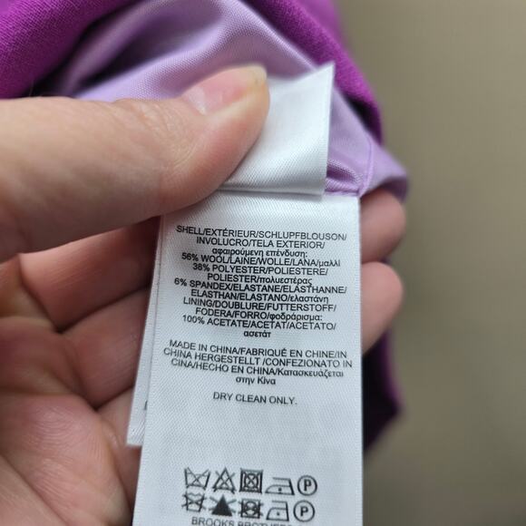 Brooks Brothers Wool Blend Short Sleeve Sheath Dress Career Business Purple SZ 2 - Picture 6 of 6